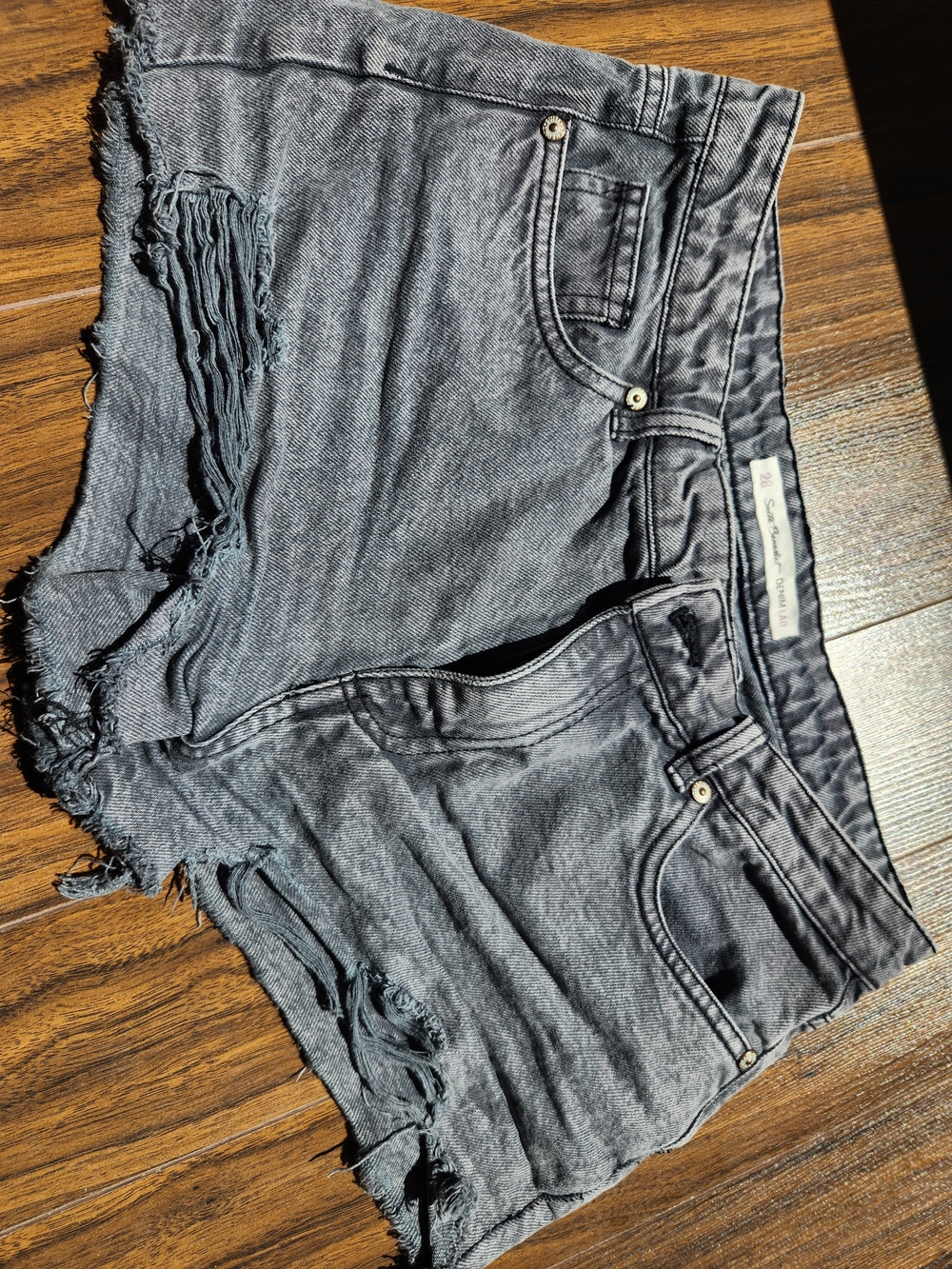 Suite Benedict Distressed Gray Denim Cutoff Shorts From Italy